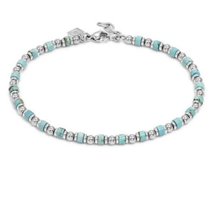 INSTINCTSTYLE Sea Edition anklets in steel and natural stones TURQUOISE