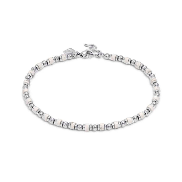 INSTINCTSTYLE Sea Edition anklets in steel and natural stones WHITE TURQUOISE