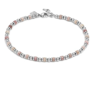 INSTINCTSTYLE Sea Edition anklets in steel and natural stones PINK JADE