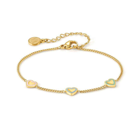 FAIRYICONS steel bracelet with YELLOW GOLD and enamel finish Heart