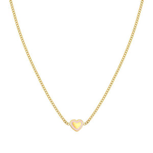 FAIRYICONS steel necklace with YELLOW GOLD and enamel finish Heart