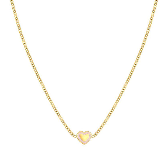 FAIRYICONS steel necklace with YELLOW GOLD and enamel finish Heart