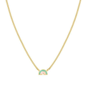 FAIRYICONS steel necklace with YELLOW GOLD and enamel finish Rainbow
