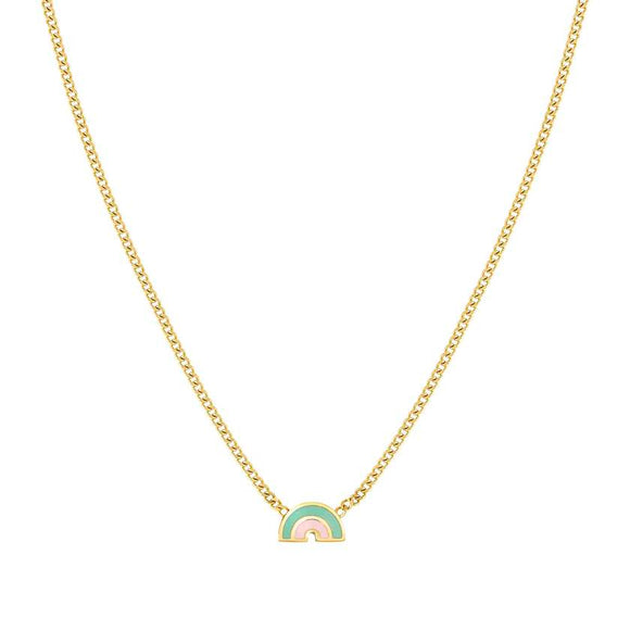 FAIRYICONS steel necklace with YELLOW GOLD and enamel finish Rainbow