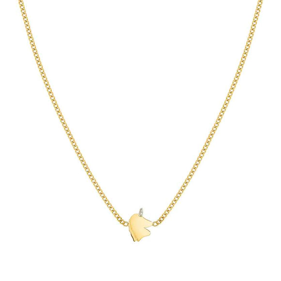 FAIRYICONS steel necklace with YELLOW GOLD and enamel finish Unicorn