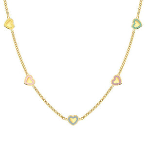 FAIRYICONS steel necklace (RICH) with YELLOW GOLD and enamel finish Heart