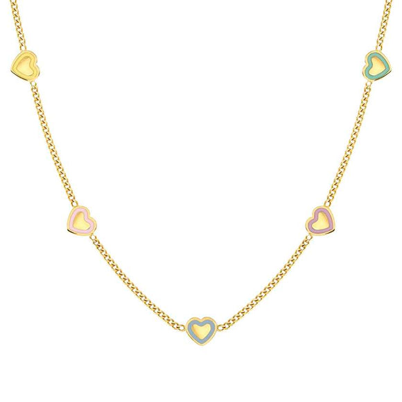 FAIRYICONS steel necklace (RICH) with YELLOW GOLD and enamel finish Heart