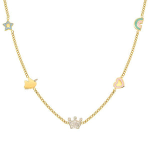 FAIRYICONS steel necklace (RICH) with YELLOW GOLD and enamel finish Mixed