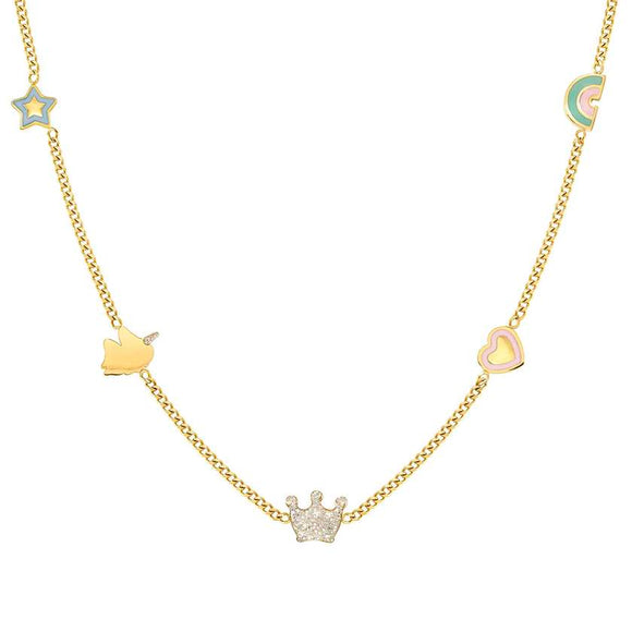 FAIRYICONS steel necklace (RICH) with YELLOW GOLD and enamel finish Mixed