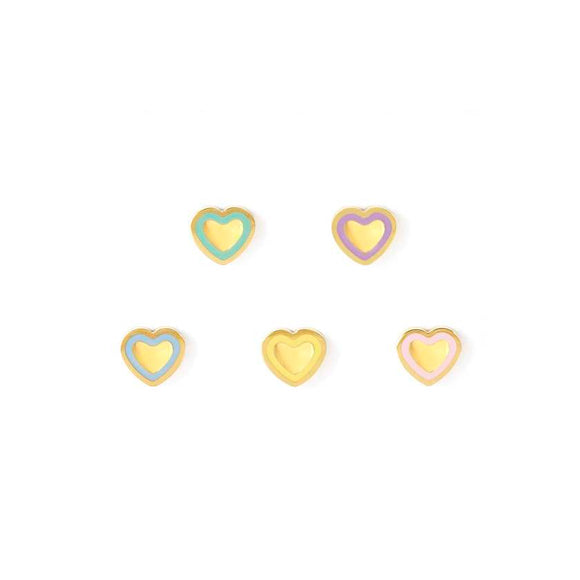 FAIRYICONS steel earrings set with YELLOW GOLD and enamel finish Heart
