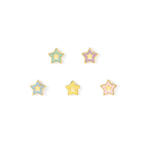 FAIRYICONS steel earrings set with YELLOW GOLD and enamel finish Star