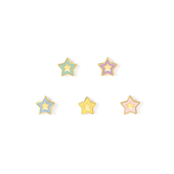 FAIRYICONS steel earrings set with YELLOW GOLD and enamel finish Star