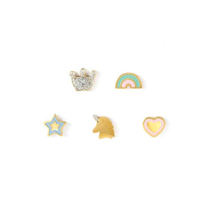 FAIRYICONS steel earrings set with YELLOW GOLD and enamel finish Mixed