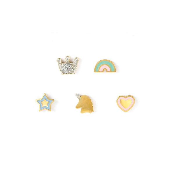 FAIRYICONS steel earrings set with YELLOW GOLD and enamel finish Mixed