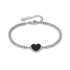 EMOSFERE bracelet in steel and enamel Black heart