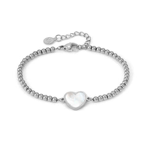 EMOSFERE bracelet in steel and mother of pearl White heart