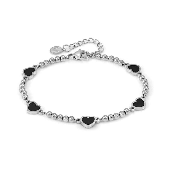 EMOSFERE bracelet in steel 5 symbols and enamel Black heart