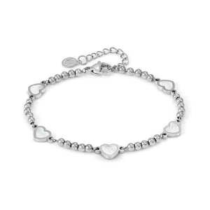 EMOSFERE bracelet in steel 5 symbols and mother of pearl White heart