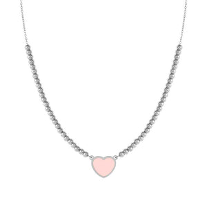 EMOSFERE necklace in steel and enamel Pink heart