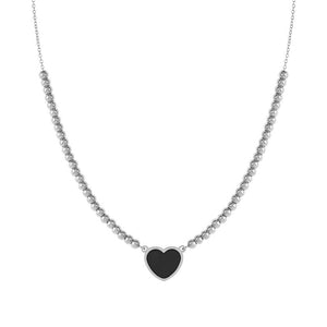 EMOSFERE necklace in steel and enamel Black heart