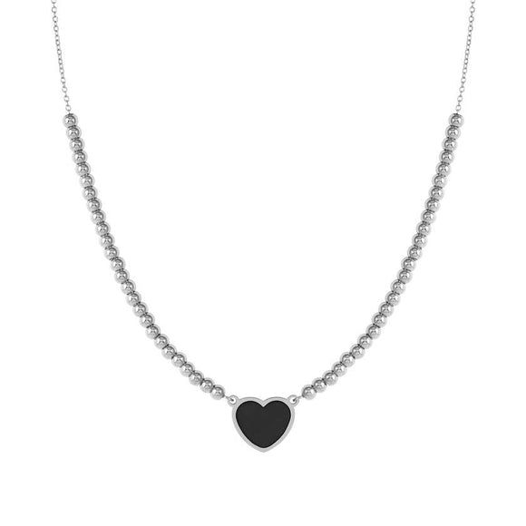 EMOSFERE necklace in steel and enamel Black heart