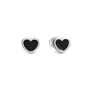 EMOSFERE earrings in steel and enamel Black heart