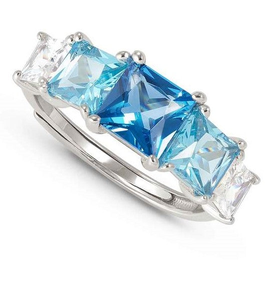 DAYTONIGHT ring in 925 silver and cubic zirconia LIGHT BLUE
