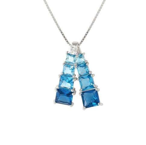 DAYTONIGHT necklace in 925 silver (PENDANT) and cubic zirconia LIGHT BLUE