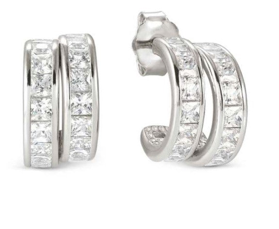DAYTONIGHT earrings in 925 silver (DOUBLE CIRCLE) and cz White