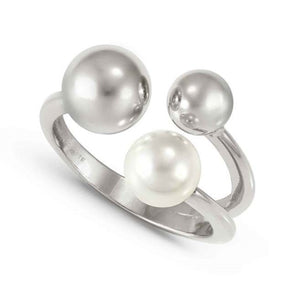 FASHION ERA ring in 925 silver and white pearl Silver Size 11