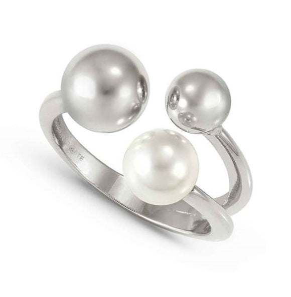 FASHION ERA ring in 925 silver and white pearl Silver Size 11