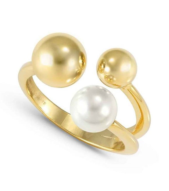 FASHION ERA ring in 925 silver and white pearl Yellow Gold Size 15