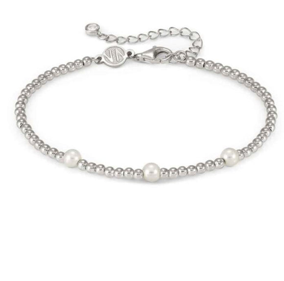 FASHION ERA bracelet in 925 silver, white pearl and cz Silver