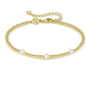 FASHION ERA bracelet in 925 silver, white pearl and cz Yellow Gold