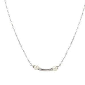 FASHION ERA necklace in 925 silver, white pearl and cz Silver