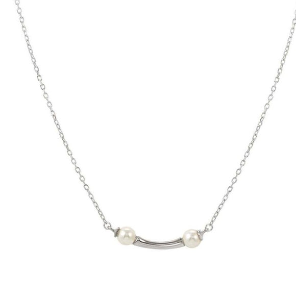 FASHION ERA necklace in 925 silver, white pearl and cz Silver