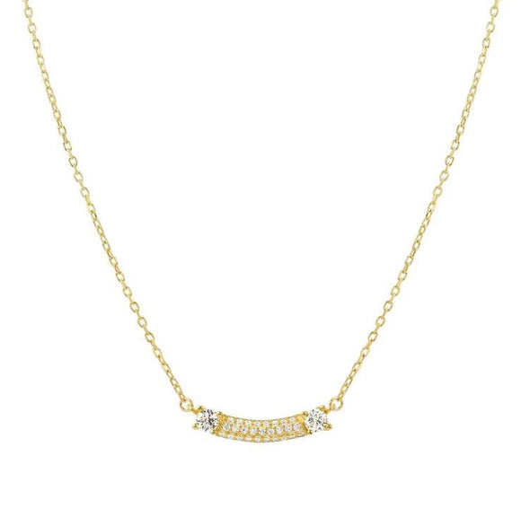 FASHION ERA necklace in 925 silver and 1 cubic zirconia pavé Yellow Gold