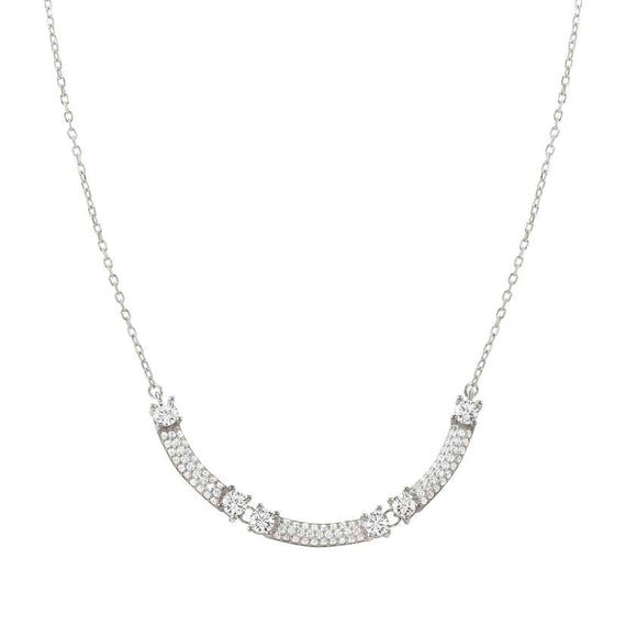 FASHION ERA necklace in 925 silver and 3 cubic zirconia pavé Silver