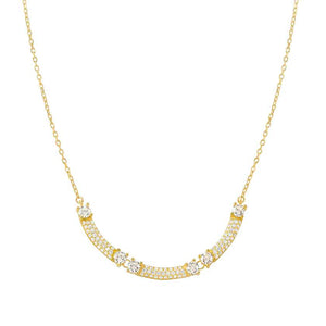 FASHION ERA necklace in 925 silver and 3 cubic zirconia pavé Yellow Gold