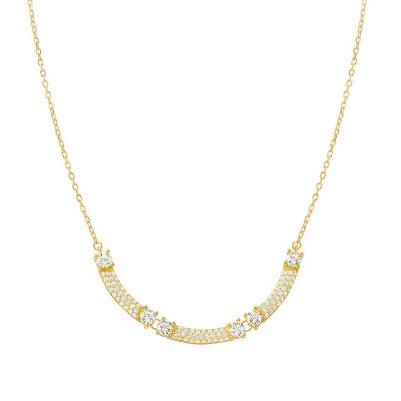 FASHION ERA necklace in 925 silver and 3 cubic zirconia pavé Yellow Gold