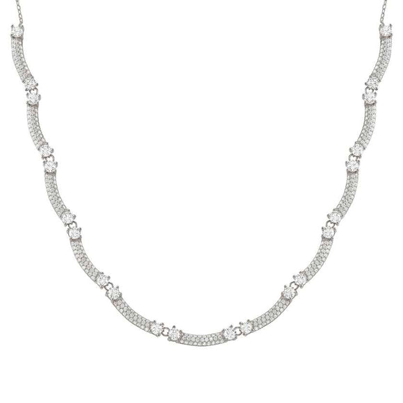 FASHION ERA necklace in 925 silver and 11 cubic zirconia pavé Silver