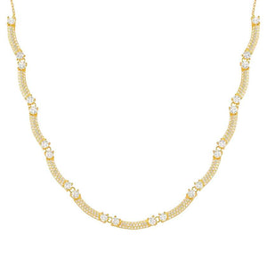 FASHION ERA necklace in 925 silver and 11 cubic zirconia pavé Yellow Gold