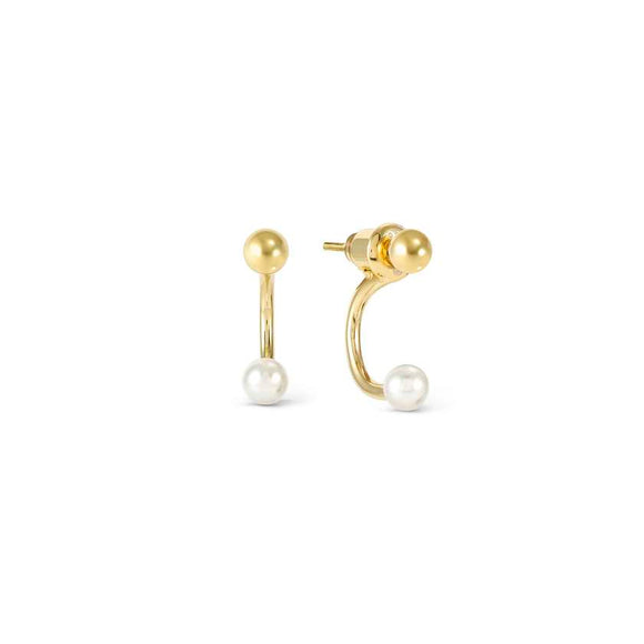 FASHION ERA earrings in 925 silver and white pearl Yellow Gold