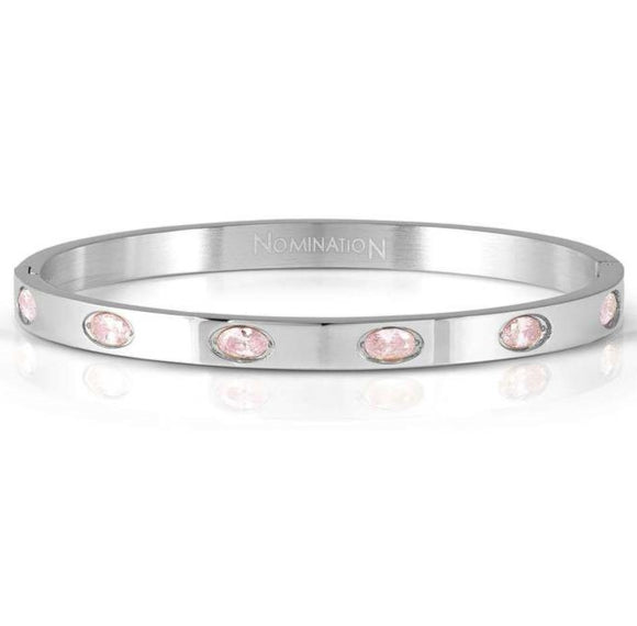 PRETTY BANGLES New Edition bracelet in steel and 6 oval cz (MEDIUM SIZE) PINK