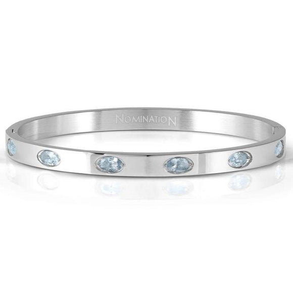 PRETTY BANGLES New Edition bracelet in steel and 6 oval cz (SMALL SIZE) LIGHT BLUE