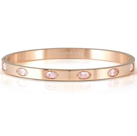 PRETTY BANGLES New Edition bracelet in steel and 6 oval cz (SMALL SIZE) PINK Rose Gold finish