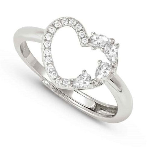 SHINE ME UP ring in 925 silver and cubic zirconia White Heart