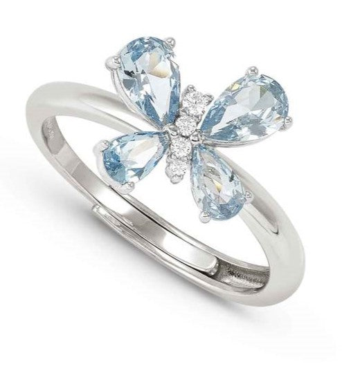 SHINE ME UP ring in 925 silver and cubic zirconia White/Light Blue Butterfly