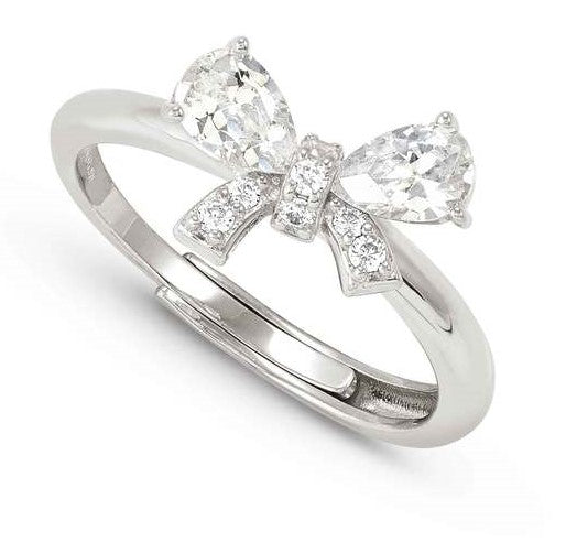 SHINE ME UP ring in 925 silver and cubic zirconia White Bow