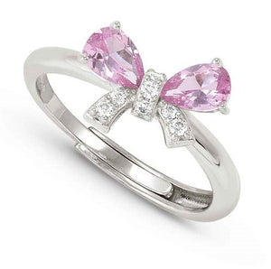 SHINE ME UP ring in 925 silver and cubic zirconia White/Pink Bow